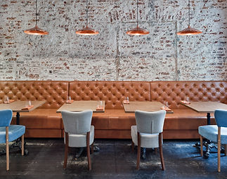 Restaurant interior with seats and tables