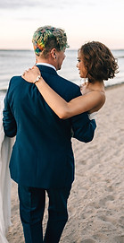 Beach wedding couple