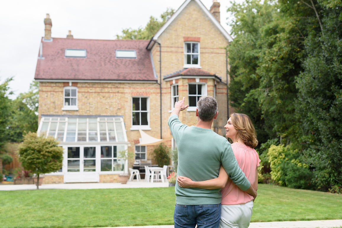 Couple looking at a house