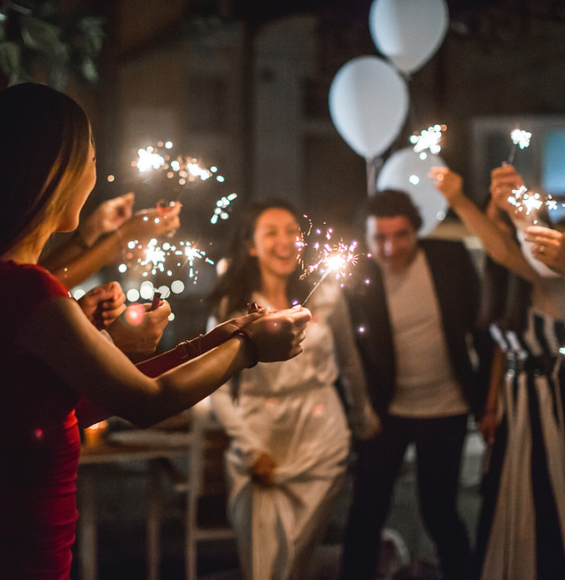 Night party with sparklers