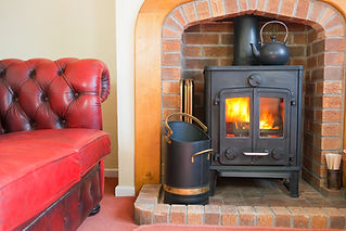 Living room with sofa and fireplace