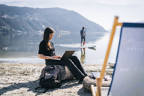 Working by a lake