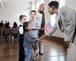 Politician Greeting Children