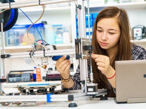 A student using 3D printing for product development