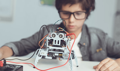 Boy with DIY Robot