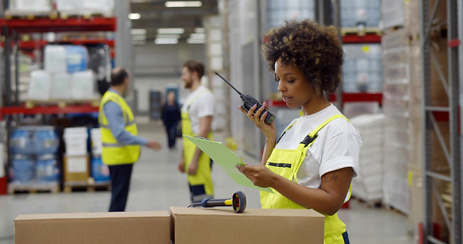 Warehouse Worker with Walkie Talkie