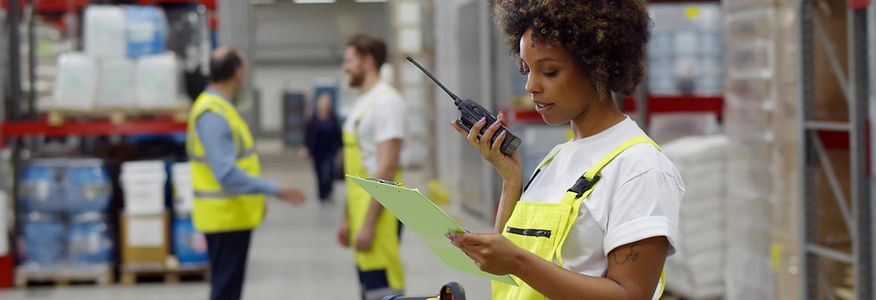 Warehouse Worker with Walkie Talkie