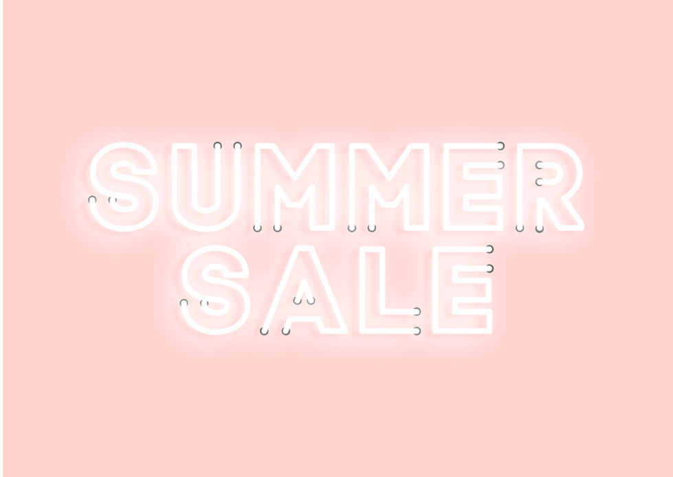 Vibrant neon sign designed for a summer sale, featuring bright colors and eye-catching typography. This custom creation by our graphic design team highlights the excitement and energy of the seasonal promotion.
