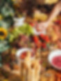 Colorful food spread