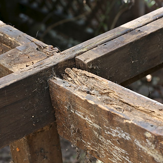 Dry rot in outdoor deck support