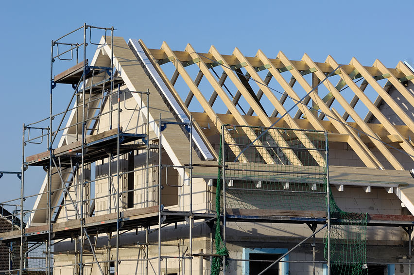 Construction site of a traditional one-family house