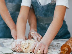 Family baking together