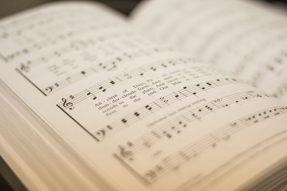 Music sheets in a book