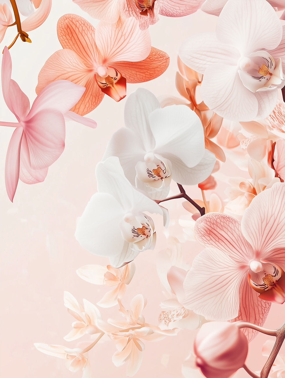 Orchidées roses et blanches