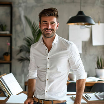 Leende man på kontoret