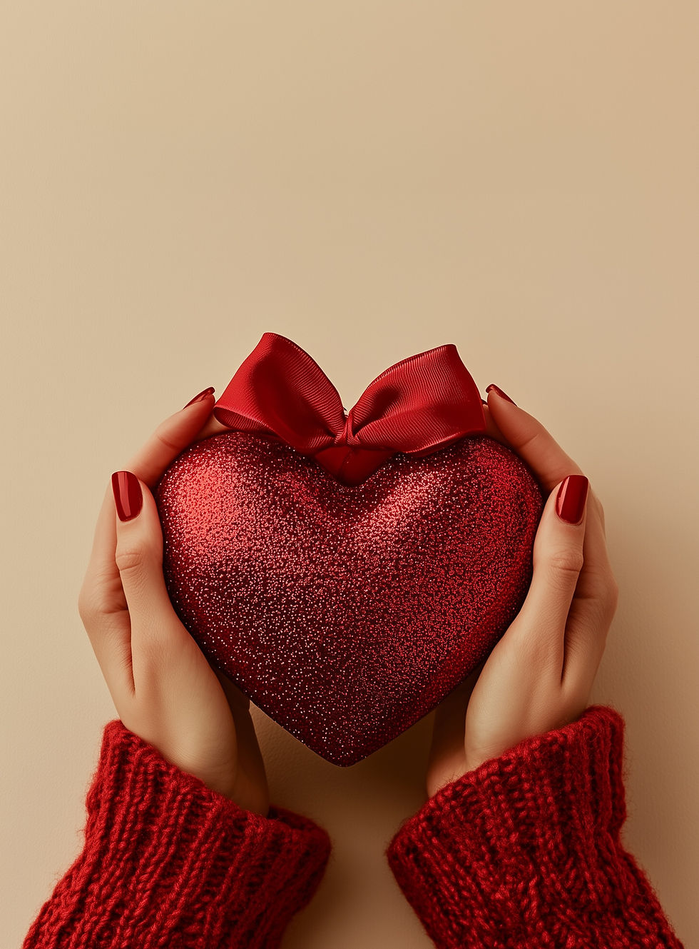 Heart-shaped glitter ornament