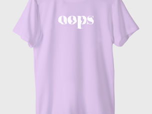 T-shirt that says oops.
