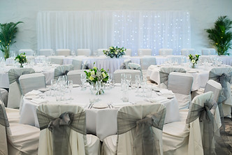 Room decorated for a wedding