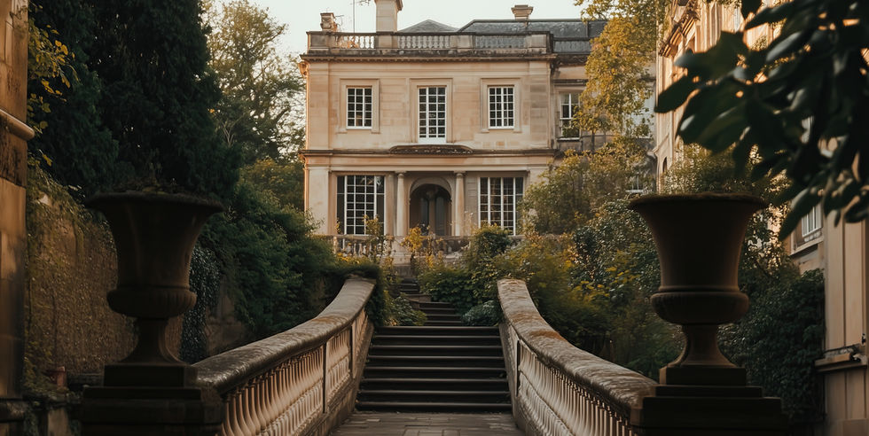 Image of elegant manner approached by bridge