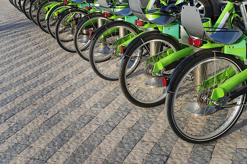 Row Of Green Bicycles