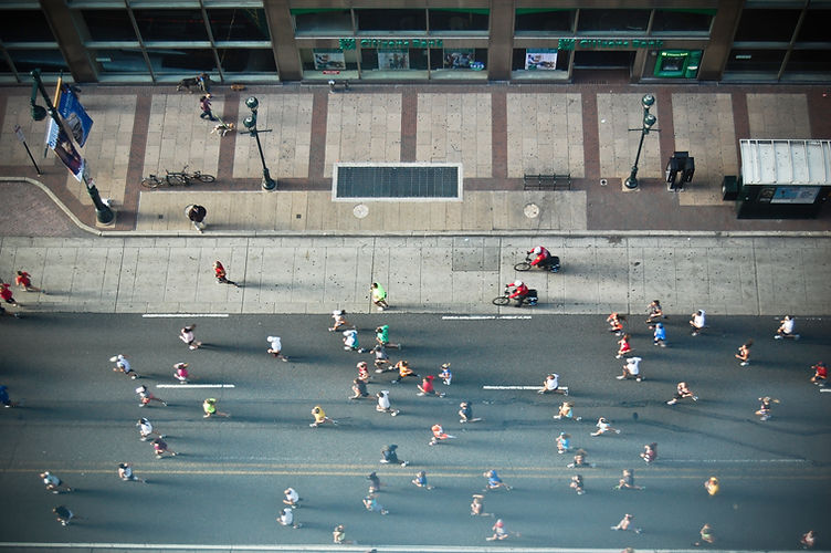 Aerial View of Runners