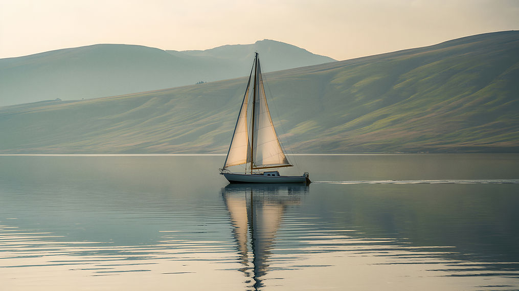 Voilier sur un lac calme