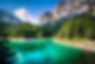Vibrant green lake nestled in Austrian Alps