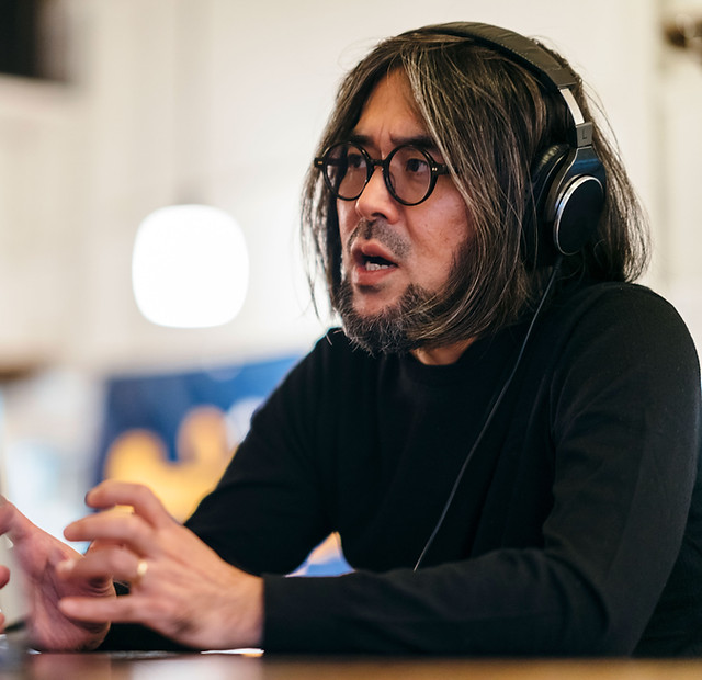 A man talking on the radio