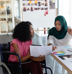 Support worker helping participant