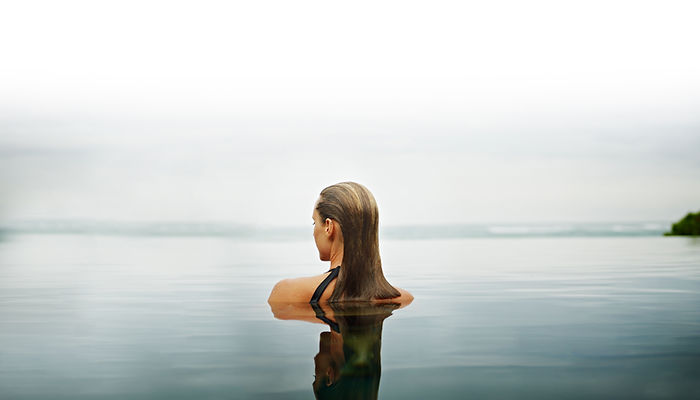 Swimming in Calm Sea