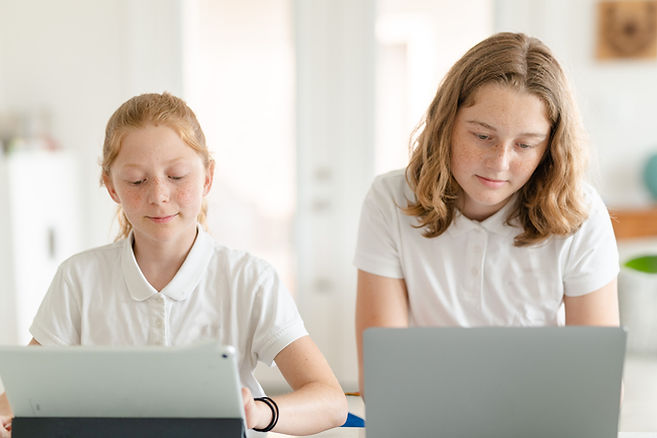 Two young girls receiving online KS3 maths lessons - MWH Tuition