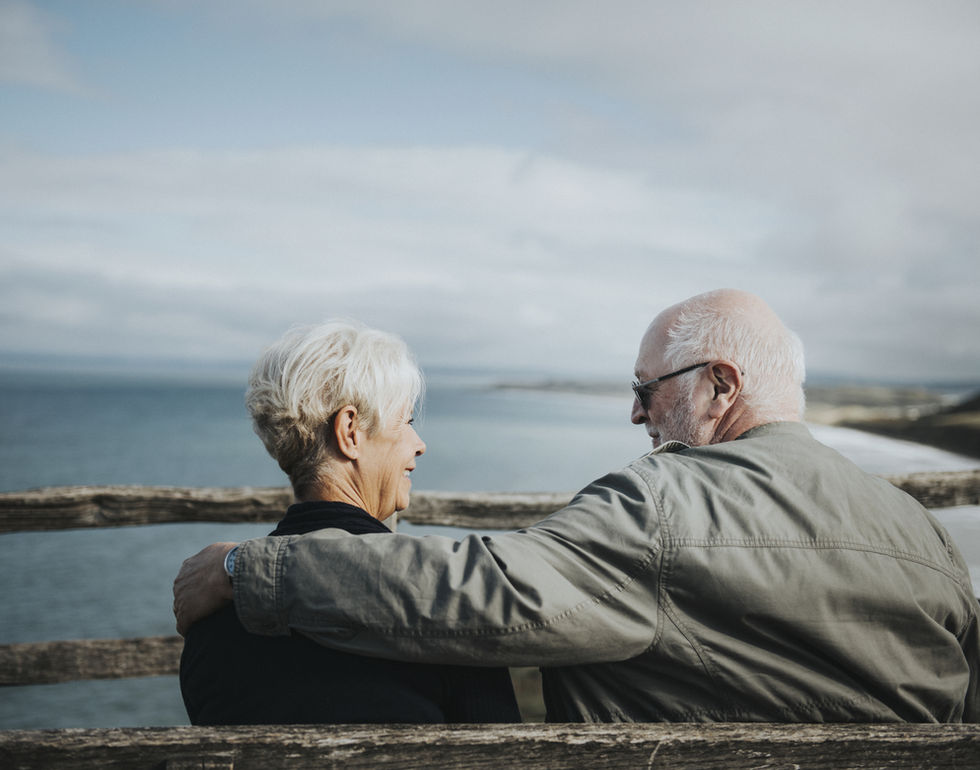 Embracing on a Bench