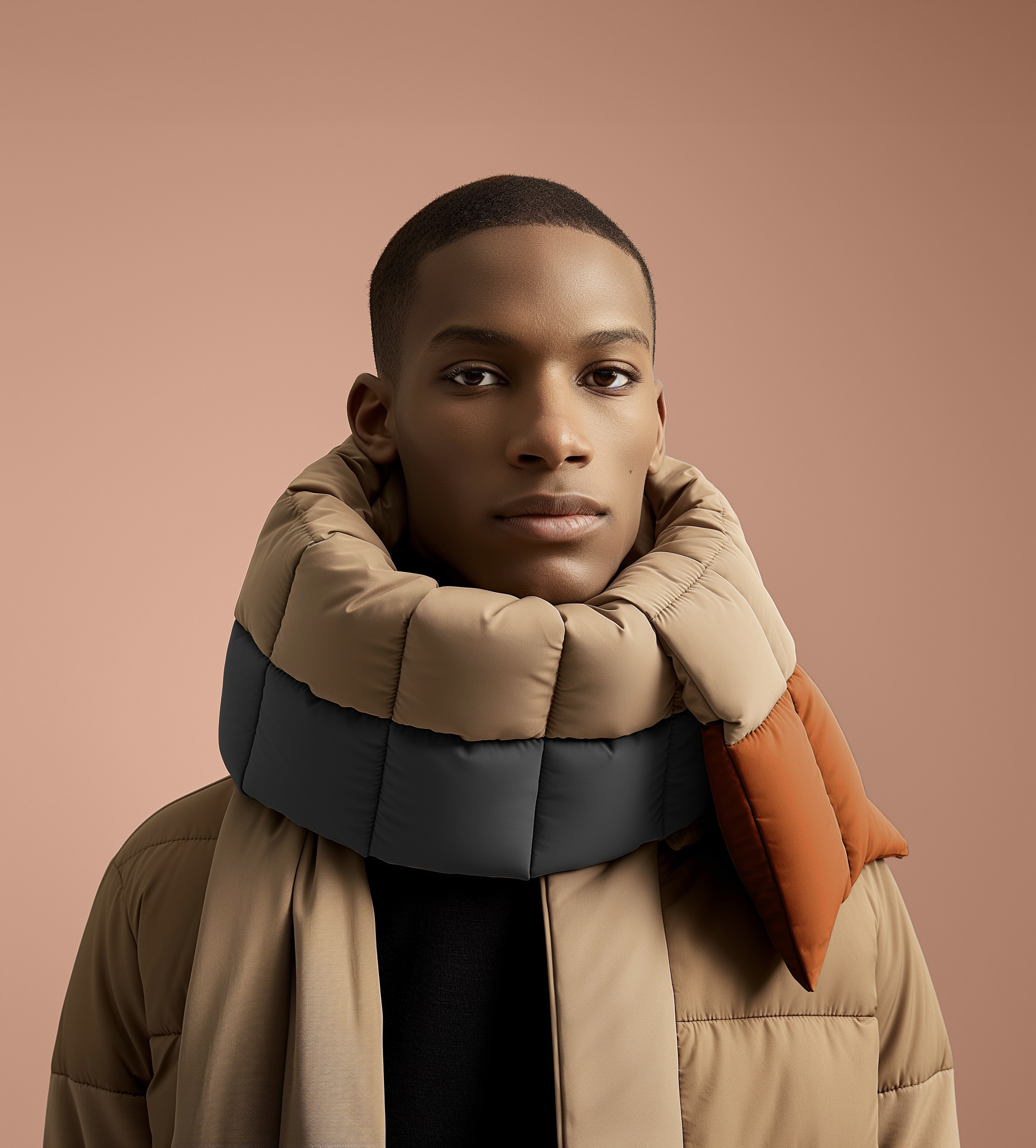 Elegante bufanda acolchada retrato de moda