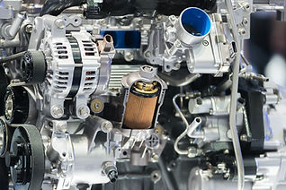 Engine oil filter cross section display inside machine motor in car