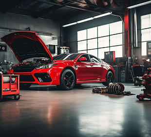 Riparazione auto sportive rosse