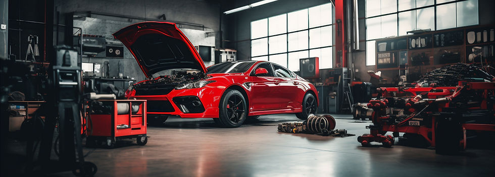 Voiture rouge dans le garage