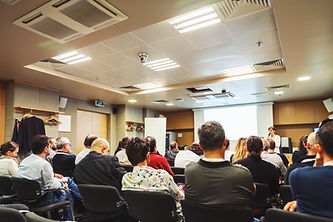 Audience in a conference hall on a training course