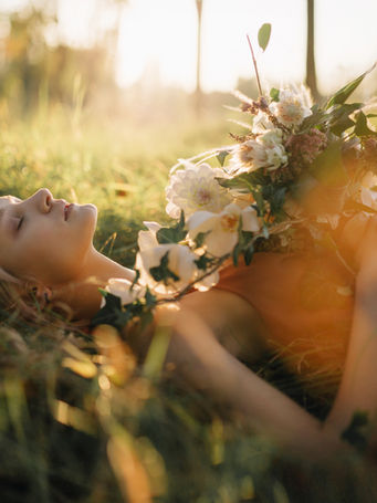 Woman with spring flowers