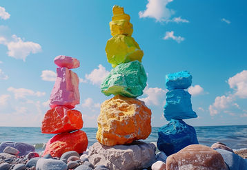 Amas de roches colorées