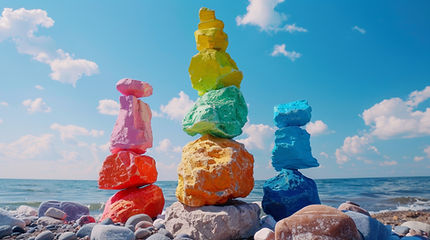 カラフルな岩の積み重ね