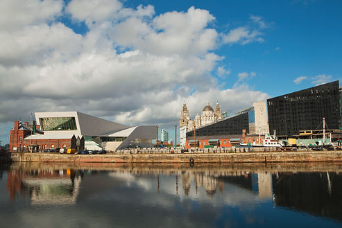 View of Liver Building from Albert Dock, Liverpool, UK