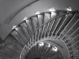 Spiral staircase with soft lighting