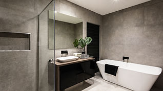 Remont łazienki w Warszawie – nowoczesna łazienka z wielkoformatowymi płytkami