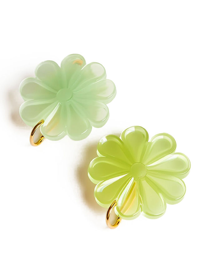 Green Flower Earrings
