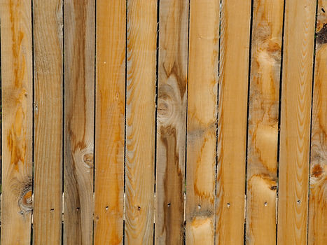 A water and age-stained section of a stockade fence that has interesting patterns