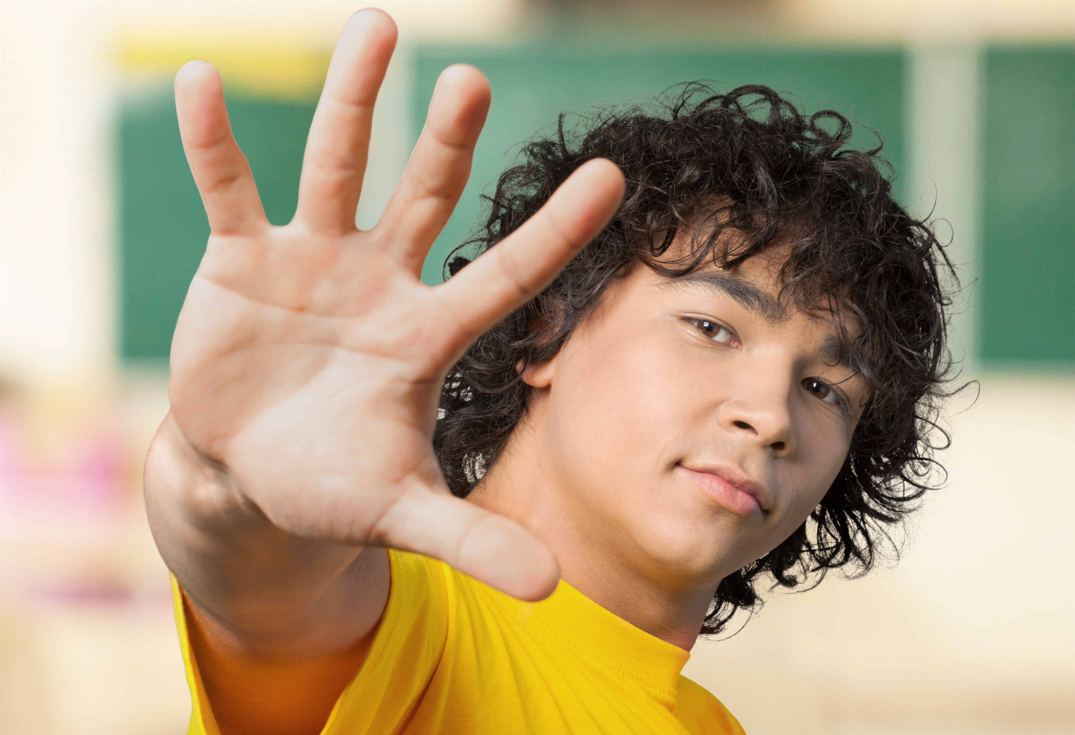 Boy Raising Hand
