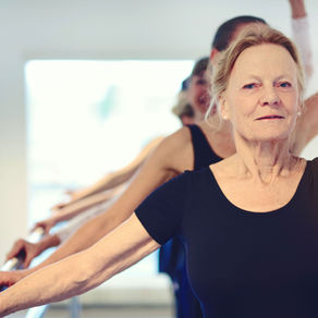 Seniors participate in a ballet class.