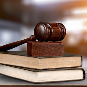 Judge's Gavel on Books