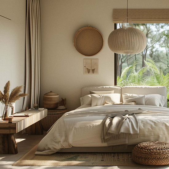 Minimalist master bedroom interior design and execution in Kompally