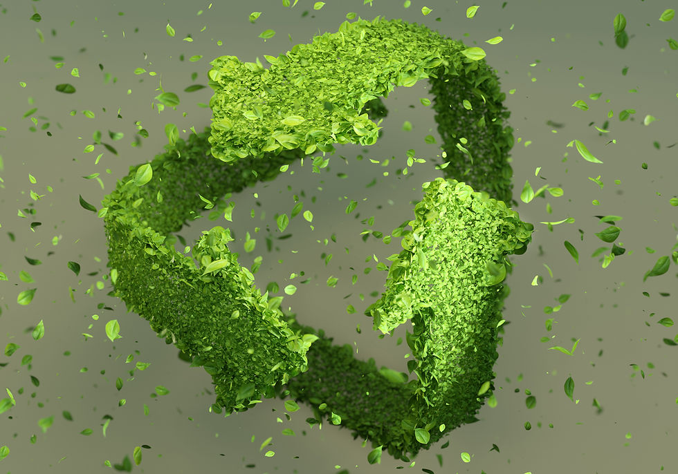 recycling icon made up of green leaves